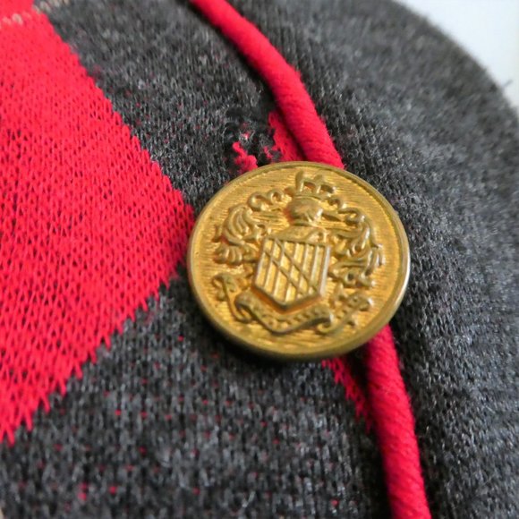 Vintage Stuart Alan USA Cardigan Diamond Plaid Argyle Red Gray Preppy XL - Picture 5 of 10